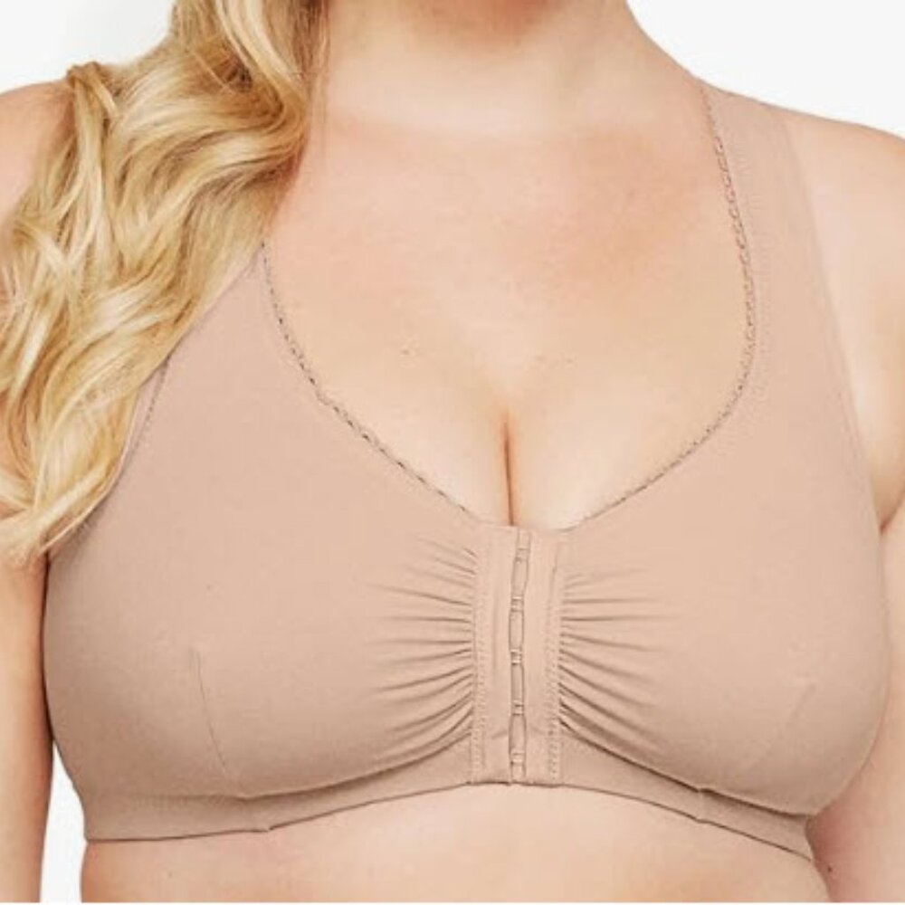 LIKE NEW! Glamorise Front-Closure Cotton T-Back Wirefree 1908, SZ US 38 B/C/D